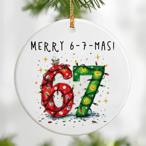 67 Christmas Ornament, Funny Santa 6 7 Ornament, Funny Christmas Ornaments 2025, Meme Ornaments for Christmas Tree, 6 7 Viral Meme Holiday Decor, 67 Gifts, Stocking Stuffers for Teens Pack of 3