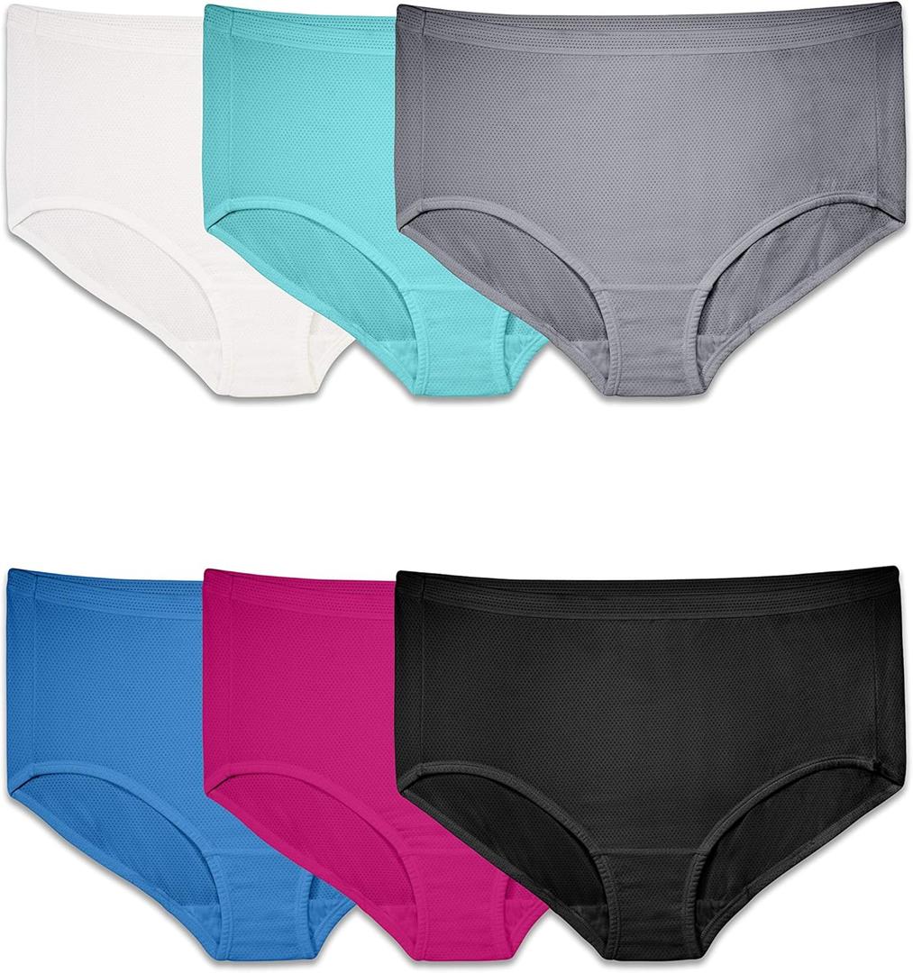 Fruit of the Loom womens Fit for Me Plus Size Underwear Briefs, Brief - Breathable Micro Mesh Assorted, 10 US