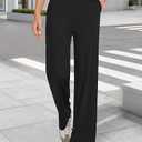 Wide Leg Pants Woman High Waist Yoga Pants with Pockets Loose Stretch Dress Work Sweatpants Casual Lounge, XL