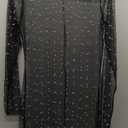 Women's Sparkly Beaded Bathing Suit Coverups Sheer Mesh Pearl Rhinestone Long Sleeve Bikini Cover Up Beach Dress,S