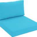 Outdoor Chair Cushions for Patio Furniture with Waterproof Detachable Cover, Deep Seat Couch Cushion Replacement and Backrest Pillow Set for Sectional Sofa, 25.6 x 25.6 Inch, Teal