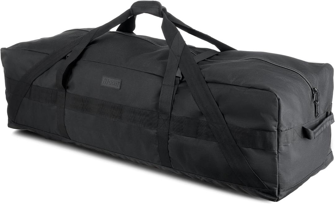 Fitdom 106L 45" Heavy Duty Extra Large Duffle with Upgrade Zipper, Durable & Water Resistant. Perfect as Camping Bag Travel Storage Tent Storage Sports Equipment Bag For Coaches & More (Black)