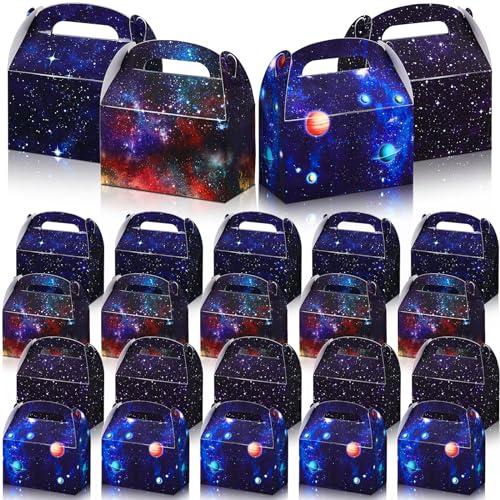 Nezyo 24 Pcs 4.8 x 2.4 x 5.2 Inches Space Party Favor Boxes Small Galaxy Gable Boxes Solar System Planet Cardboard Gift Candy Goodie Bags for Space Theme Birthday Party Supplies(Planet Galaxy)