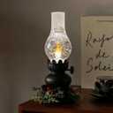 Vintage LED Hurricane Lantern with Flickering Flame & Snow Globe Effect - Decorative Candle Lantern for Home, Living Room, Dining Table, Fireplace Mantle | Christmas Thanksgiving Holiday Decor