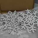 Whaline 6Pcs Christmas Snowflake Wooden Wall Decor White Snowflake Shaped Wood Wall Art Sign with Hook for Home Farmhouse Xmas Winter Hanging Ornament