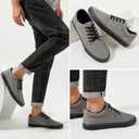 BENPAO Mens White Casual Shoes All Black Fashion Sneakers for Men Low Top Lace Up Canvas Shoes 8.5
