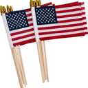 12 Pack Small American Flags on Stick Small US Flags/Mini American Flags for Outside 4x6 Inch American Hand Held Stick Flags with Kid-Safe Spear Top, Patriotic Veterans Day Decorations, 4th of July Decorations