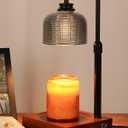 Funistree Candle Warmer Lamp with Timer Dimmable, Adjustable Height Candle Warmer, Birthday Valentines Day Gifts for Women Mom House Warming Gifts New Home, Wax Warmer for Jar Candles with 2 Bulbs (Glass-Grey)