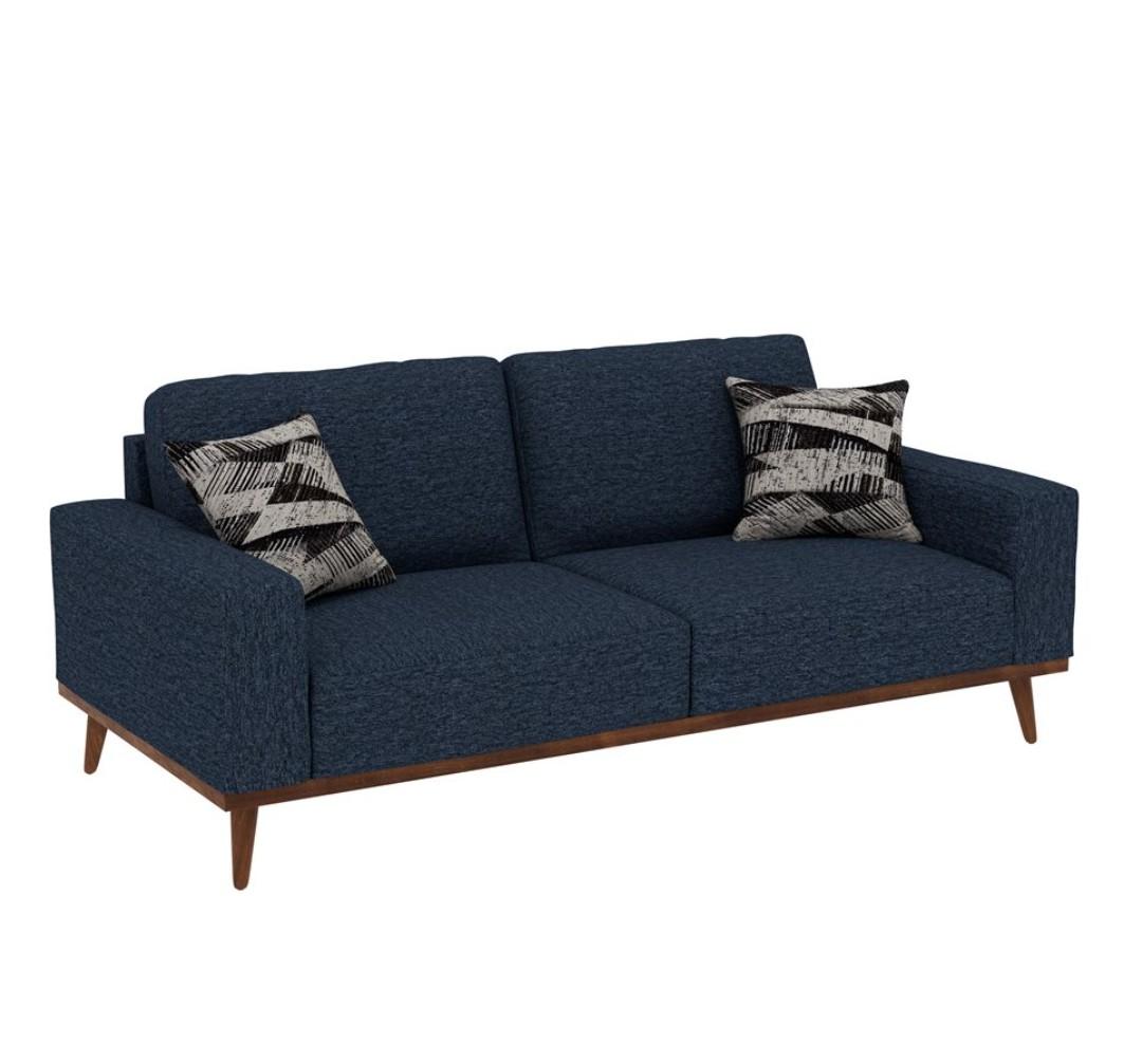 SOFA W / WOOD BASE & 2 PILLOWS - NAVY
