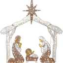 National Tree Company Pre-lit Artificial Christmas Dcor - Includes Pre-strung White Mini White LED Lights and Ground Stakes - Crystal Holy Family Nativity - 4.5 ft