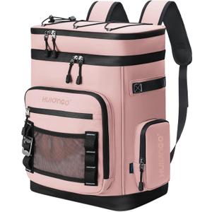 Large Waterproof Insulated Cooler Backpack for Men & Women, Leak Proof Cooler Backpack for Camping, Beach, Fishing, Picnic, Travel, Outdoor, 30L, 48Cans (Pink)