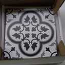 Peel & Stick SPC Vinyl Self-Adhesive Flooring - 9x9In Black & White Encaustic Patterned Groutless Backsplash - 16 Tiles, 9.12 Sq Ft