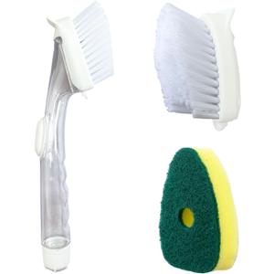 Dish Brush with Soap Dispenser with 2 PCS Brush Refills & Handle,Soap Dispensing Dish BrushesDish Soap Brush, Dish Wand with Soap Dispenser for Dishes, Pans, Sink, Pots