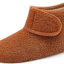 L-RUN Womens Mens House Slippers Non-Slip Warm Booties Slippers for Indoor and Outdoor Lighweight House Shoes Washable (5.5-6.5 Women/4-5 Men, Brown)