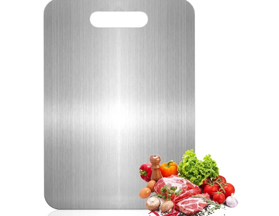 Titanium Cutting Boards for Kitchen, Food Grade 304 Stainless Steel Cutting Board Set for Meat Fruit and Vegetable (13.4 * 9 Inch)