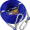 Tie Out Cable for Dogs Up to 300 Lbs, 200 Ft Extra Strong 1000lbs Break Strength Tie-Out Tether Trolley Training Lead, Dog Run Cable for Yard Garden Park Camping Outside (Blue, 300 Lbs 200 Ft)
