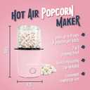 Nostalgia 8-Cup Hot Air Popcorn Maker & Bowl - 2-In-1 Bowl & Lid, 2 oz Measuring Cup - Oil-Free Pop Corn for Movie Night, Snacks, Birthday Parties, and More - Pink