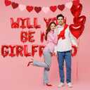 Red Will You Be My Girlfriend Balloons, Confession Balloons Decor 18" Letter Balloons 1000pcs Red Artificial Rose Petals 20Pcs Heart Balloons 33ft Red Ribbon Heart Pull Flag for Valentines Day