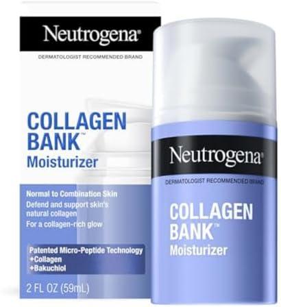 Neutrogena Collagen Bank Face Moisturizer, Daily Anti-Aging Face & Neck Firming Collagen Cream, Bakuchiol & Micro-Peptides Face Lotion, Support Skin’s Natural Collagen for Visibly Plump Skin, 2 fl. oz