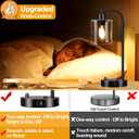 Set of 2 Industrial Table Lamps with USB C+A Ports and Outlet, Fully Stepless Dimmable Bedside Lamps for Bedrooms, Nightstand Desk Lamp with Glass Shade for Reading Living Room Office (Bulbs Included)