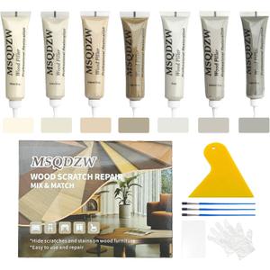 Wood Repair Kit, 13Pcs Wood Fillers, Furniture Repair Kit Scratch Cover for Wood Cracks, Stains, Discoloration for Furniture, Table, Door, Cabinet, Floor Wood Touch Up Wood Stain Paint, Gray