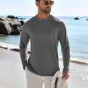COOFANDY Men's Sun Protection Shirts Long Sleeve Rash Guard Swim T-Shirts Lightweight Quick Dry Fishing Shirts (Gray, L)
