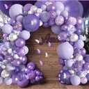 Amandir 144Pcs Purple Balloons Garland Arch Kit for Butterfly Baby Shower Decorations for Girl, 12Pcs Butterfly Stickers Lavender Purple Confetti Metallic Balloon for Birthday Wedding Party Decoration
