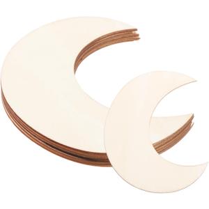 PATIKIL 4.7"x1.8" Wooden Moon, 5 Pack Unfinished Wood Moon Blank Wooden Cutouts Ornaments Natural Wood Pieces for Christmas Party Craft Projects
