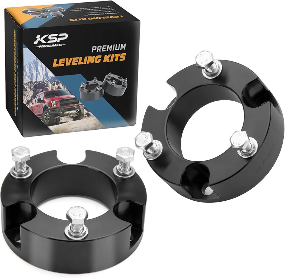 KSP 3" Front Leveling Lift Kits fit for Tacoma 2005-2023 4Runner 2003-2024 FJ Cruiser 2007-2015Forged 6061-T6 Aluminum Strut Spacers Raise Front 3inch on To-yo-ta Pickup(Package of 2pcs,Black)