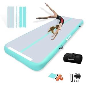 AKSPORT Gymnastics Air Mat Tumble Track Tumbling Mat Inflatable Floor Mats with Air Pump for Home Use/Tumble/Gym/Training/Cheerleading/Parkour/Beach/Park/Water, (Grey Green, 9.84) AKSPORT Gymnastics Air Mat Tumble Track Tumbling Mat Inflatable Floor Mats with Air Pump for Home Use/Tumble/Gym/Training/Cheerleading/Parkour/Beach/Park/Water, (Grey Green, 9.84)