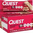 Quest Nutrition White Chocolate Raspberry Protein Bars, 20g Protein, 1g Sugar, 5g Net Carb, High Fiber, Gluten Free, Keto Friendly, 12 Count (EXP 05/07/26)
