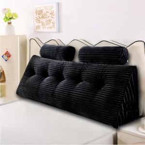 Headboard Pillow for Perfect Reading and Relaxation - Black Wedge Backrest Pillow for Bed,Daybed,and Lounging - Supportive and Stylish Long Pillow for Sitting and Sleeping King (76x8x20 Inches)