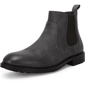Men's Ankle Boots Chelsea Round Toe Slip on Waterproof Faux Leather Classic Dress Booties for Men