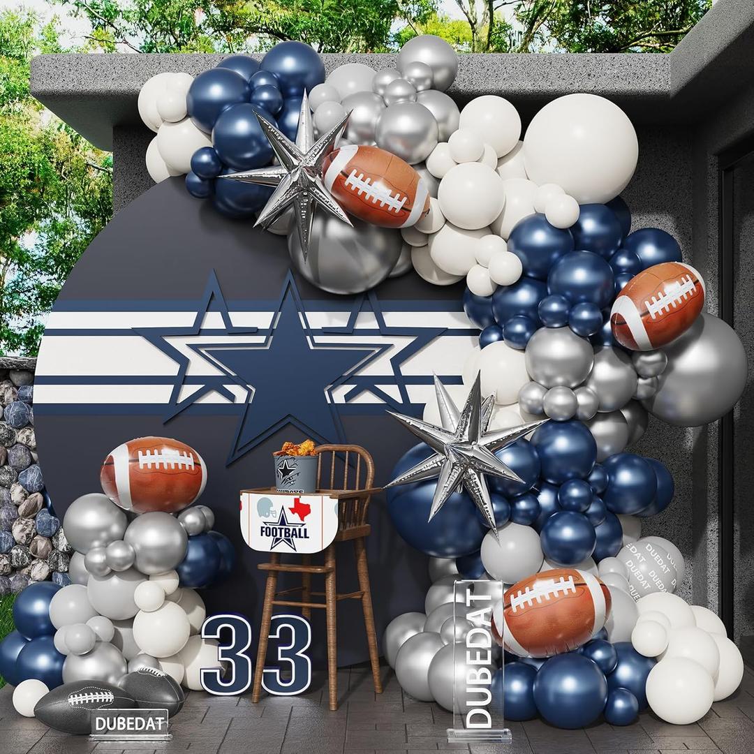 141Pcs Cowboy Balloon Arch Garland Kit Navy Blue White Sliver Balloons for Birthday Decor Western and Cowboy Theme Party Decorations