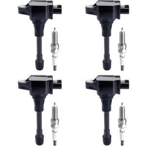 Muge Racing UF549 Ignition Coil Pack and Iridium Spark Plugs 9029 Fit For 2007-2015 Nissan Altima Sentra Versa Rogue Cube Urvan NV200 1.6L 1.8L 2.0L 2.5L& Infiniti FX50 M56 Q70 Q70L QX70 QX60, 4Pcs