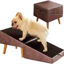 Dog Stairs for Small Dogs and Cats, Dog Ramp for Couch and Bed, Foldable 2-in-1 Wooden Pet Steps for Puppy, Split Ottoman Design