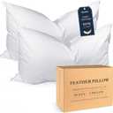 BHZ Goose Down Feather Pillows Queen Size Set of 2, Hotel Collection Bed Pillows for Sleeping Medium Firm Soft Support Pillow for Side and Back Sleepers (White)