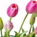 DUYONE 15pcs Artificial Tulips Flowers, Latex Bouquet, Fake Tulips for Office Wedding Party Home Kitchen Garden Decoration-B Peachblow