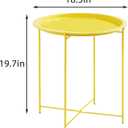 2 x VECELO Side/End Table, Folding Round Metal Anti-Rust and Waterproof Outdoor or Indoor Tray for Living Room Bedroom Balcony and Office, 2 PCS, Yellow