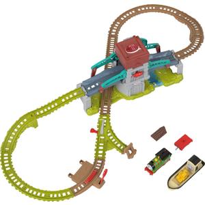 Thomas & Friends Toy Train Set Talking Bulstrode & Which-Way Bridge Track Playset with Sounds & Percy Engine for Kids Ages 3+ Years