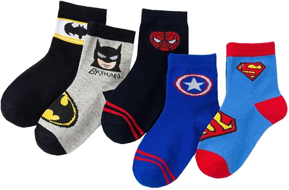 5 pairs Superhero children socks.The Avengers children socks,cotton socks,bed socks.SpiderMan,US Captain,Superman Socks (1-3T)