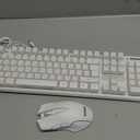 RedThunder K10 Wired Gaming Keyboard and Mouse and Wrist Rest Combo, RGB Backlit, Mechanical Feel Anti-ghosting Keyboard + 7D 7200 DPI Mice+Soft Leather Wrist Rest 3 in 1 PC Gamer Accessories(White)