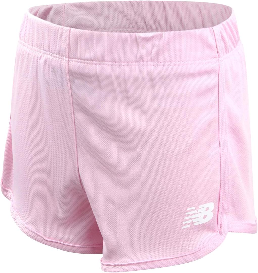 New Balance Girls Athletic Shorts - Active Performance Mesh Running Shorts - Dolphin Gym Shorts for Girls (Sizes: 7-16) (Light Raspberry)