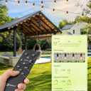 Brightown 75FT Solar String Lights Outdoor Waterproof with Remote, Solar Patio Lights with 35 Shatterproof LED Bulbs, 3 Light Mode, Dimmable & Timer, Hanging String Lights for Porch Garden Bistro