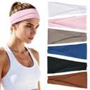 Headbands for Women Non-Slip Elastic Hair Bands, 6 Pack Stretchy Soft Cloth Sweat Band, Fabric Workout Headband, Fashion Head Bands for Yoga Running Sports