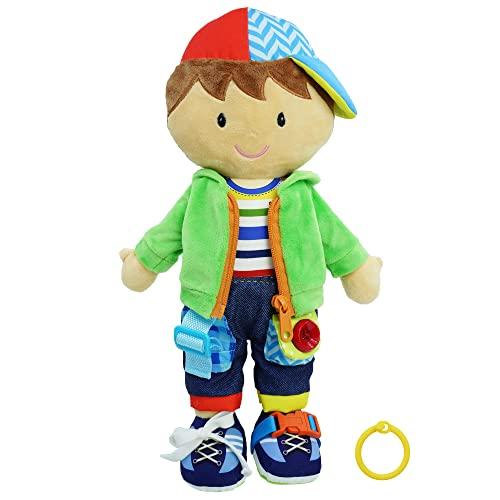 June Garden 15.5" Dressy Friends Terry - Educational Stuffed Plush Doll for Kids and Toddlers 2 Years and Up - Montessori Buckle Soft Toy