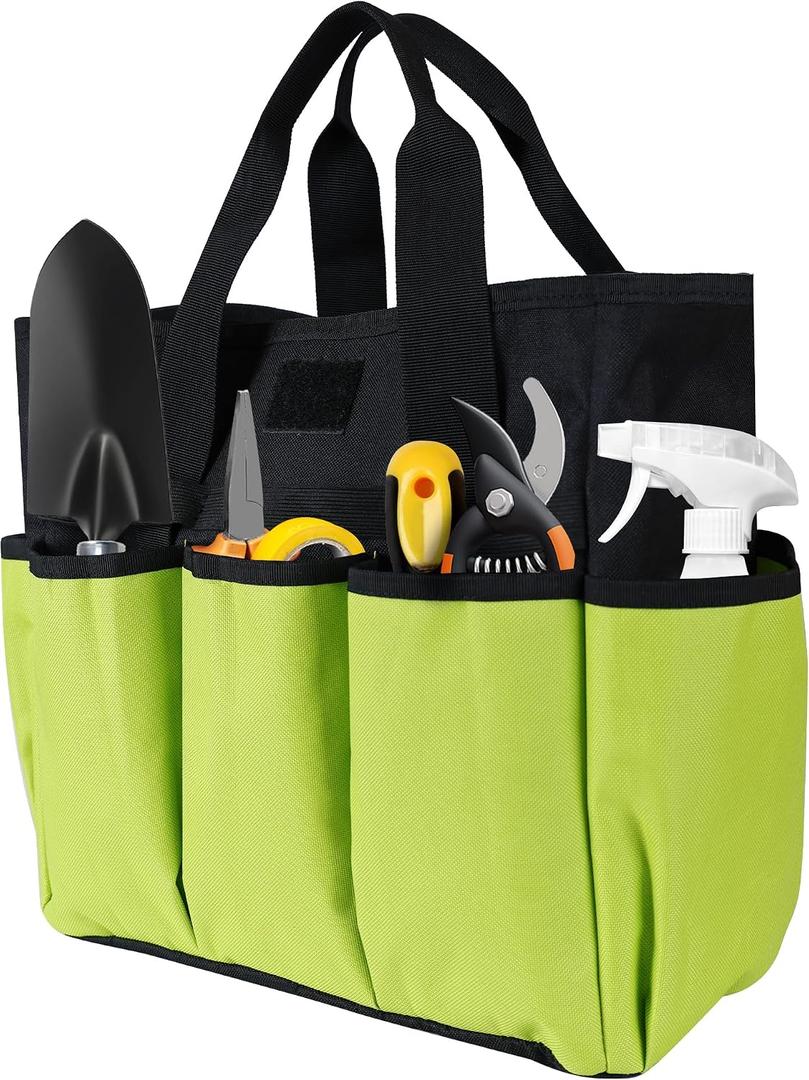 Portable Garden Tool Bag with 16 Pockets & Handle, Durable Waterproof Garden Tote Bag for women & Men, 900D Heavy Duty Gardening Tool Organizer and Storage Bags for Indoor & Outdoor, Green