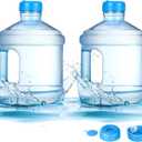 Hoolerry 2 Pieces Water Bottle 1 Gallon Round Plastic Water Jug with Handle Reusable Leak Proof Bottle for Gym Sports Office Daily Cold Liquids Drinking Use, Blue
