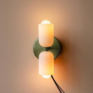 Led bulb wall lights,vintage French wall sconces with white glass shade,colourful metal wall lighting,wall lamp for bedroom,reading,study,bedside,hallway,living room(Hardwire) (Green (Plug in))
