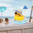 2 x Yellow Rubber Duck with Sun Hat, Swim Ring, Necklace, Sunglasses & Sunshade Cute Duck for Car Ornament Home Decor Desk Summer Beach Party Decoration (Blue)